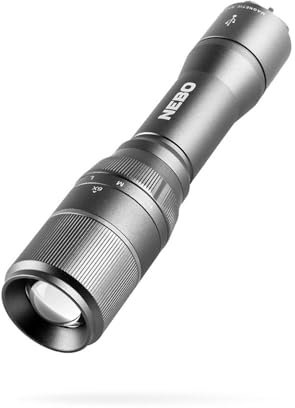 NEBO Davinci 1000 Lumens | Black LED Rechargeable Flashlight | 18650 Battery with Power Bank, NEB-FLT-0018-G , Grey
