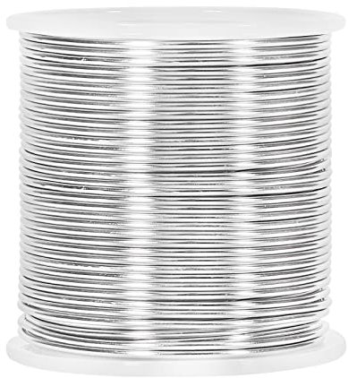 Aluminium Draht zum Basteln, 15 Gauge 164 Feet biegsamer Metalldraht mit Spule für Handwerk Schmuckherstellung (Silber)