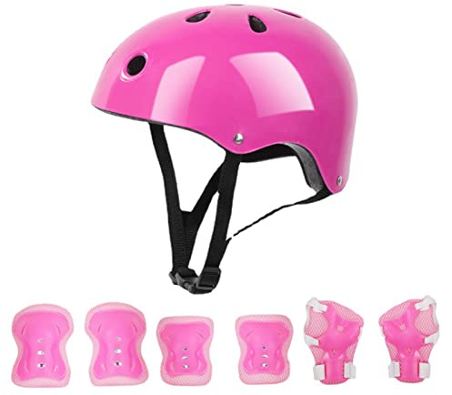 Kids Helmet Protective, Foam Elbow Knee Protector for Gear Set Balance Car Scooter Roller Skating Pink (Pink)