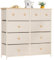 LYNCOHOME Kommode mit Schubladen aus Stoff, Sideboard mit 10 Stoffschubladen, Schubladenschrank Ordnungsmöbel für Küche Büro Flur, TV Schrank mit Schubladen