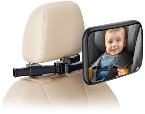 QLoztyse Car Seat Mirror for Baby Rear Facing - Adjustable Infant Safety Back Mirrors with Hook Clip, Wide View and Shatterproof Cars Backseat Accessories