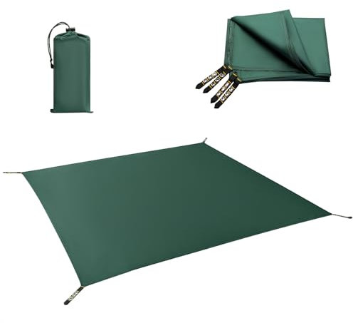 VOSOIR Zeltplane wasserdichte, Ultraleicht Tragbar Camping Zelt Tarp, Zeltunterlage mit 12 Metall-Ösen&Tragetasche, Reißfest, Tent Tarp für Hängematte Ourdoor Camping Picknick Wanderungen(210x210cm)