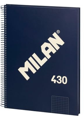 MILAN® Cuaderno A4 con tapa dura, cuadrícula 5x5mm, 80 hojas, papel de 95 gr/m², serie 1918, azul