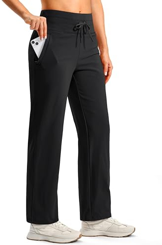 SANTINY Women's Fleece Lined Pants 29 Winter Warm Sweatpants Water Resistant Snow Ski Hiking Pants with Zipper Pockets (Black_M)