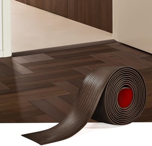 Vinyl Floor Transition Strip Self Adhesive 2 Inch Wide, Non-Slip Waterproof Floor Cover Strips for Floor Gaps Tiles Carpet Threshold Transition (Black Walnut, 2 in，6.6 FT)