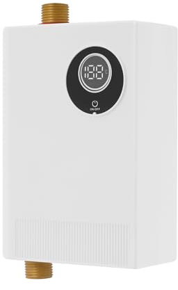 YUNRUX Wassererhitzer Elektronischer Durchlauferhitzer 28-55℃ Warmwasserbereiter Warmwasserboiler Digitalanzeige Warmwasserspeicher mit wandhängender Elektroboiler 3.8KW Warmwasser Behälter