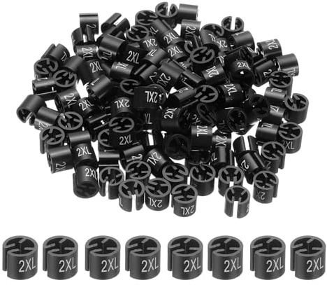 PATIKIL 300 Pcs Clothes Hanger Markers 2XL Fit Rod Garment Size Tag Hanger Clips Round Color Coding Label for Clothing, Black