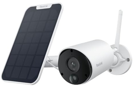 Reolink Überwachungskamera, Kabellose Solar WLAN Kamera Outdoor mit PIR- & KI-Erkennung, 2,4GHz Wi-Fi, IR-Nachtsicht, Zeitraffer, 2-Wege-Audio, Wetterfest, Argus Eco mit Solarpanel