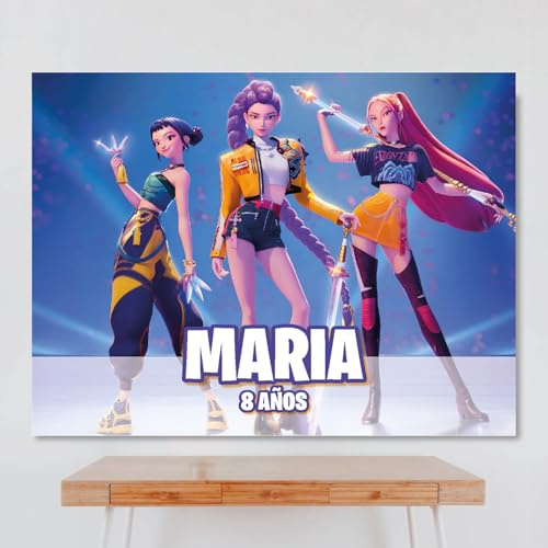 Cartel Personalizado Huntriixx 100x80 cm, Pancarta Cumpleaños, Decoracion Huntriix