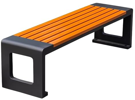 Utomhus Trädgårdsbänk, Sits Med Galvaniserad Stålram, Parkbänk För Utomhusbruk, Smal Bänk För Gata, Gemenskap Eller Torg Användning(Black,70.8in/180cm)