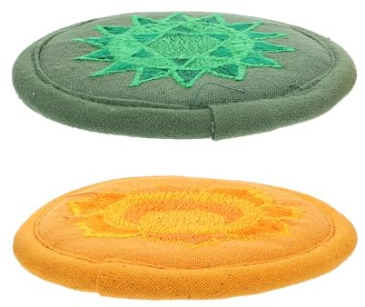 UKCOCO Cuscino per Ciotola Sonora Buddha in Cotone Ricamo a Mano, Design Compatto e Leggero, Set da 2 Pezzi per Meditazione e Decorazione Buddista