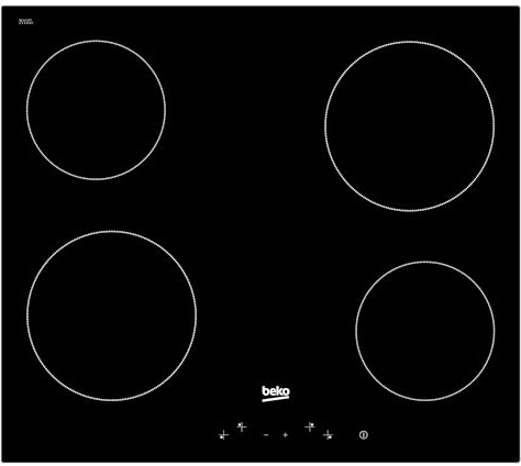 Beko HIC 64400 E Inbyggd Keramisk Svart spishällar - Tallrik (Inbyggd, Keramiska, Svart, 1200 W, 1800 W)