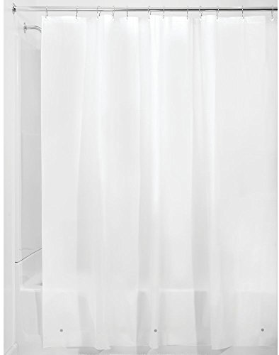 iDesign Shower Curtain with Magnetic Hem, Long Shower Curtain Made of Mould PEVA, Stylish and Water Repellent Shower Liner for Bathroom, Frost White, 183 x 183 cm, 183.00 x 183.00 cms