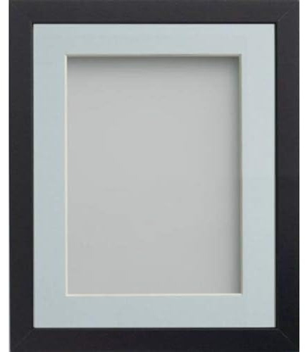 Frame Company Allington Black 9x7 Frame with Light Blue Mount for 6x4 | Fits a 6x4 image with mount or a 9x7 image without mount, Frame size 9x7, Overall approx 10.6x8.6, Real Glass Front