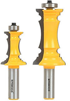 Yonico 16266 - 2 Bit Miter Frame Molding Router Bit Set, Matching Door & Drawer Miter Frame Molding Bits - 1/2 Shank