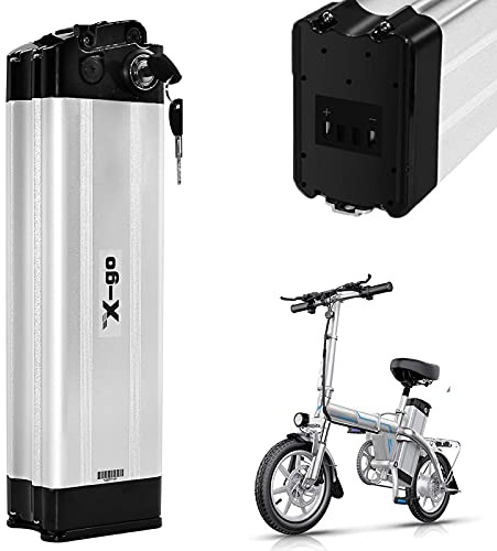 X-go Batería de Bicicleta Eléctrica 36V 10AH Batería E-Bike Litio 2 Pin con Cargador, Cierre Seguro, luz indicadora led para 350W 250W 100W Motor (36V 10AH 2 Port)