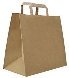 Carte Dozio - Bolsa de la compra con fondo cuadro, color habana, asa plana, 32 + 22 x 34 cm, 250 unidades