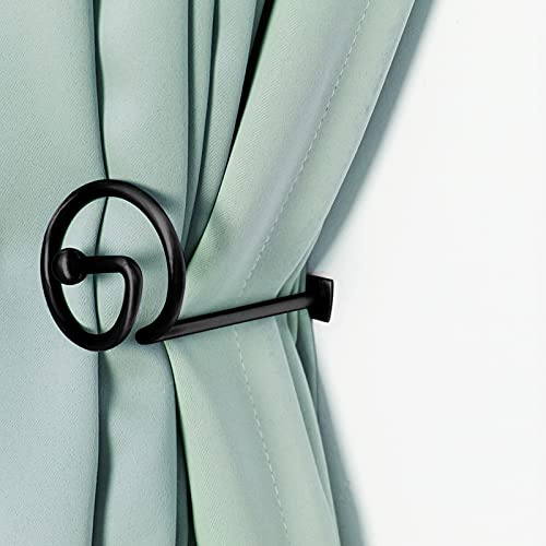 CHIMEI - 2 alzapaños Negros para Cortinas pequeñas, Ganchos de Pared para Cortinas Exteriores, alzapaños para Cortinas, Soportes Decorativos con Tornillos para Exteriores, Dormitorio, Sala de Estar,