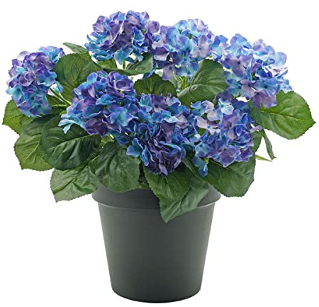 Konstgjord blå hortensia i svart kruka 50 cm/20 tum