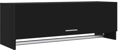 vidaXL Armario Ropero Guardarropa Percha Dormitorio Habitación Muebles Mobiliario Estantes Organizador de Madera Contrachapada Negro 100x32,5x35 cm