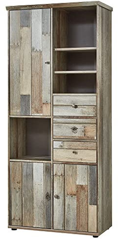 Lomadox Vorratsschrank Stauraumelement Vintage Driftwood Braun, B/H/T ca. 83/188/39 cm