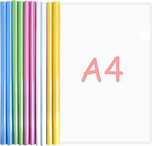 MIVIDE 30 Stück A4 Sliding Bar Binder, Klemmschienen A4 mit Schiebestange, Kunststoff A4 Sliding Bar Binder für Büro, Schule, Haus, Dokumente (5 Farben)