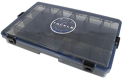 Pro Tackle Lure Box Shallow Köderbox Kunstköderbox Angelbox Tacklebox, grau, wasserdicht (Large - 35,5 x 23 x5 cm)