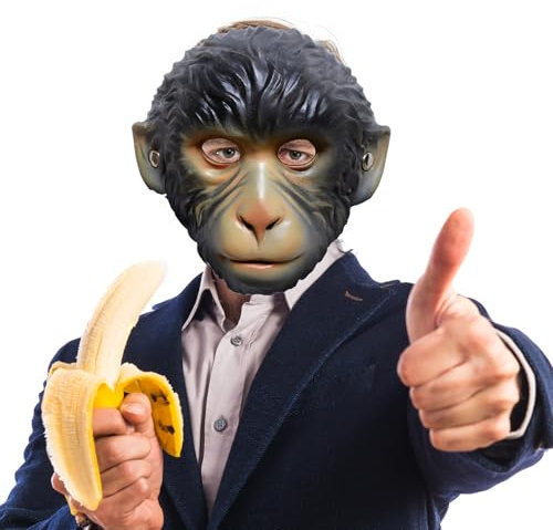 Retoo Affenmaske Monkey face für Halloween Fasching & Karneval als für Herren & Damen Einheitsgröße
