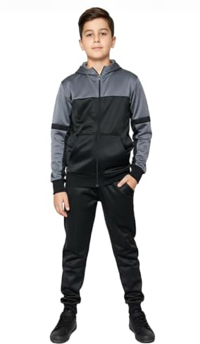 Boy's Tracksuit Hoody & Jogger Set Poly (UK, Age, 13 Years, 14 Years, Regular, As-Black/Steel)