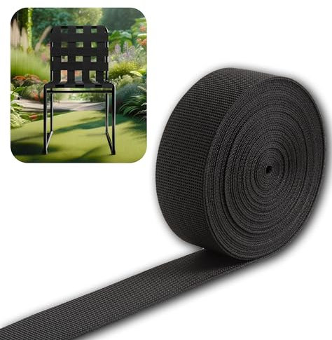 IPEA Elastisk rem för utomhusmöbler för trädgårdsstolar, strandstolar, fåtöljer, gungställningar, soffor, vardagsrum, klädsel – 10 meter – ryggstödsbälte – 50 mm