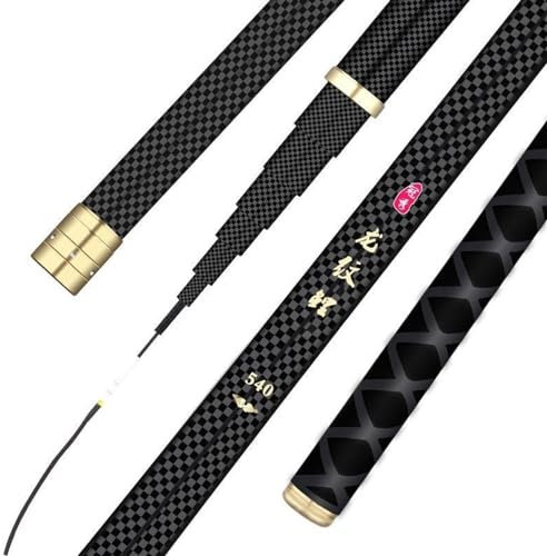 QWLEYCHN Stipprute Super leichtes, hartes Kohlefaser Teleskop -Fangstangen Handpol 2. 7m3,6 m3,9m4,5m6,3m7,2m8m9m10m Süßwasserkarpfenstrom Angel Rute (Größe : Black_4.5m)