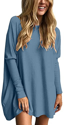 Uwdiohq Magliette Oversize per Donna Top a Tunica da Indossare con Leggings Maglioni a Maniche Lunghe Autunnali Top Eleganti Camicia da Notte Taglie Forti Invernali