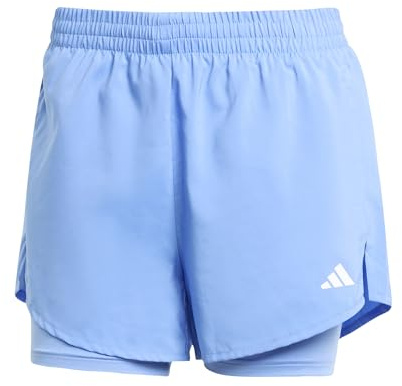 adidas Women's AEROREADY Made for Training Minimal Two-in-One Shorts, Blue Fusion/White, XS