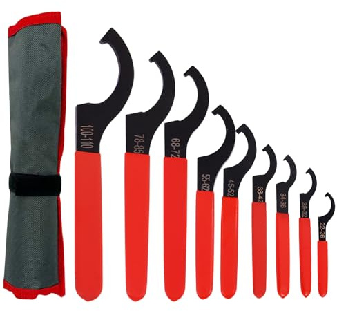 HCXUANWJTL Coilover Spanner Wrench Set, 9 Pcs C-Shape Shock Spanner Hook Wrench Tools, for Suspension System and Shock Adjustment