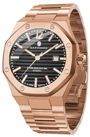 SAPPHERO Herren Uhr Mechanische Automatik Uhren für Mann Datum Luxus Analog 50 Meter Wasserdicht Business Sport Edelstahlband Geschenke