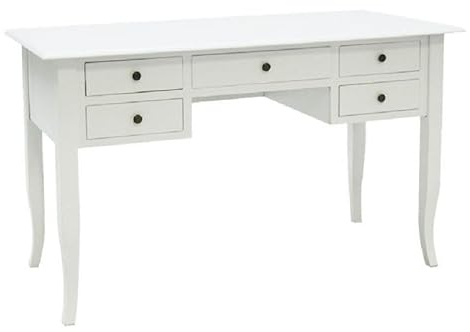 Vicentini arreda SCRIVANIA SCRITTOIO IN LEGNO SHABBY CHIC 5 CASSETTI BIANCA (L 105 P 56 H 81)