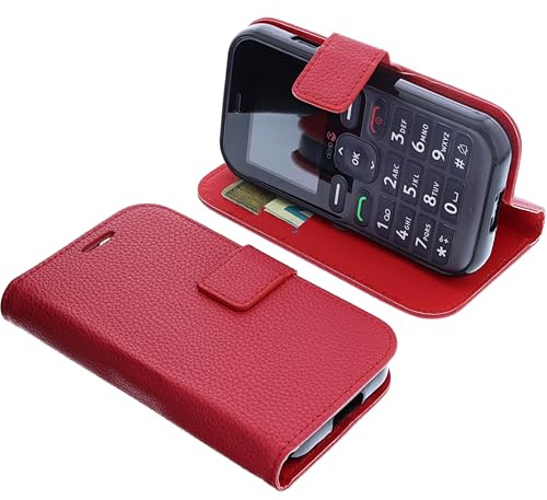 foto-kontor Étui Compatible avec Doro Leva L10 Protection Book Style Case Housse Portefeuille pour téléphone Smartphone Coque à Rabat Support Pochette Rouge