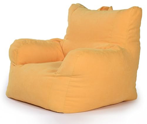 BotYcht Fodera per Poltrona Sacco per Adulti(Senza Riempimento), Copertura per Pouf Poltrona Puff in Velluto di Cotone Lavabile per Soggiorno, Camera da Letto, Balcone 80x78x63cm,Giallo
