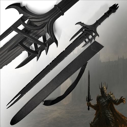 Herr der Ringe Saurons Schwert 100cm | Offizielle Replik der Waffe des Dunklen Herrschers | Deko Schwert aus Stahl mit Scheide | Lord of The Rings Sammlerstück Mordor