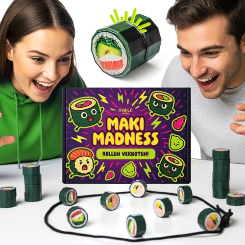 Maki Madness – Magnetspiel für Familie & Erwachsene mit 20 Magnetsteinen, Spielfeldseil & Anleitung – Lustiges Geschicklichkeitsspiel – Geschenk zum Geburtstag, Spieleabend & Reisen (ab 6 Jahren)