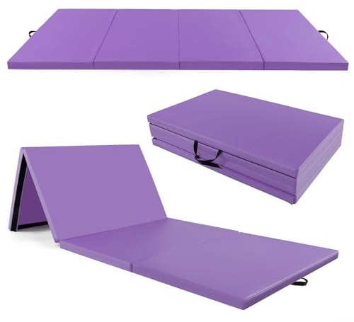 COSTWAY 300 x 120 x 5 cm mjuk golvmatta, vikbar gymnastikmatta, gymnastikmatta av PU-läder med klätterstängning och bärhandtag, fitnessmatta, yogamatta, hemma för gymnastik, yoga