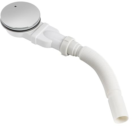 Swawis avloppsuppsättning för duschkar 90 mm med luktstopp och hårsil | ABS och PP-material, duschdränage sifon med kromskydd för dusch och badkar