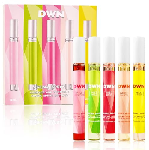 Set di profumi spray per il corpo da donna, set di 5 mini profumi da 10 ml, profumo portatile da donna, spray per capelli e corpo, profumo a lunga durata per viaggi e vacanze