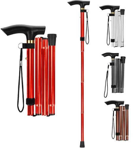 Walking Stick - Folding Walking Sticks for Women & Men, Lightweight Collapsible Walking Stick, Ideal for Arthritis, Heavy Duty, Adjustable Foldable Walking Sticks for Travel Use