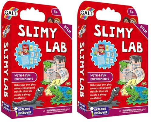 Galt Slimy Lab-Explore and Discover Science Slime Making Kit with 4 Fun Experiments from Glow in the Dark to Slime Creatures-Educational STEM Science Kit,Slime Kit for Boys and Girls Ages 5 Years Plus