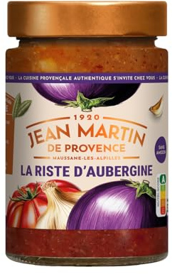 JEAN MARTIN DE PROVENCE Riste d'Aubergine 520g en bocal de verre, recette provençale traditionnelle sans amidon, cuisinée aux tomates et thym de Provence IGP - Lot de 3