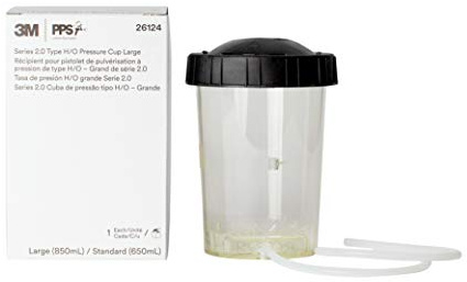 3M PPS 2.0 H/O Pressure Cup with Air Hose, 26124, Large, 28 Ounces, Use Accuspray HGP Spray Gun for Thick High-Viscosity Latex Paints, Varnishes, Coatings and Primers, 1 Pack, White