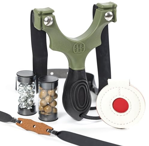 SimpleShot Scout XT Slingshot with Target, Ammo and Bands for Professional Hunting and Powerful Target Shooting (Original Green)