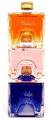 Gin Gift | Stackable Bottle | Turkish Delight Gin - Rhubarb Gin - Parma Violet Gin | 100ml each | Pack of 3