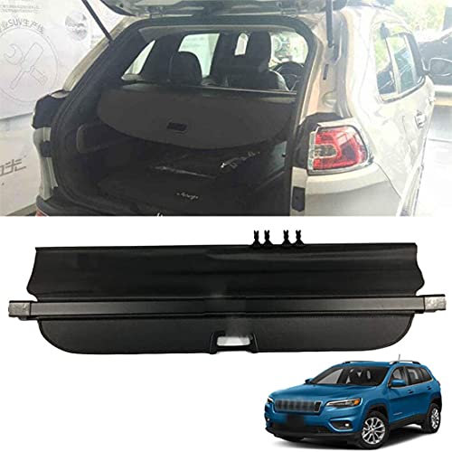 für JEEP Cherokee 2019-2021 Auto Laderaumabdeckung Kofferraum Schutz Abdeckung Cargo Cover Einziehbar Rollo Kofferraum Abdeckung Ablagen Auto ZubehöR Schwarz